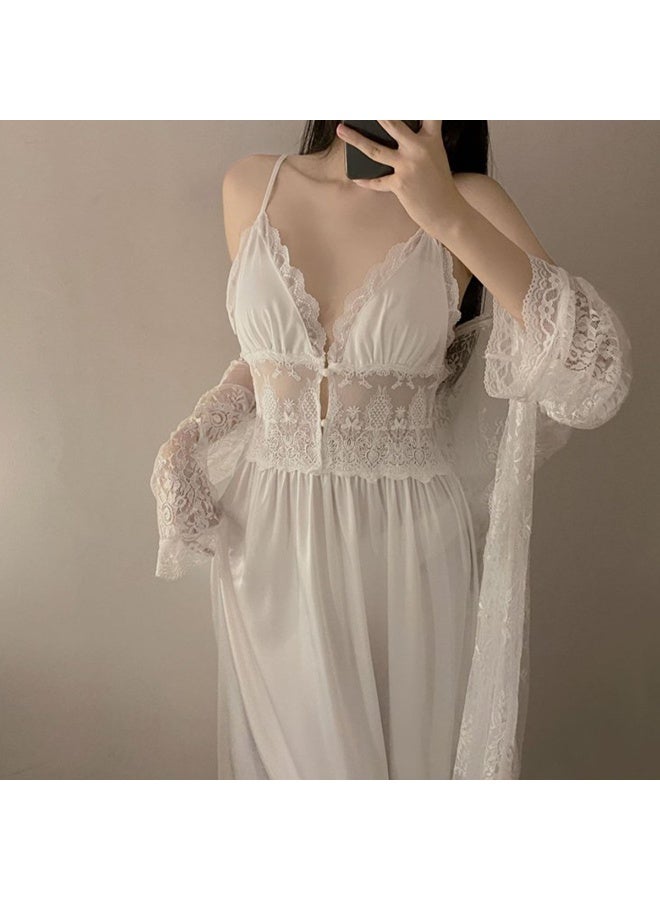 Caprisious Elegant Lace Nightgown and Robe Set – Soft & Comfortable Women’s Sleepwear - Image 2