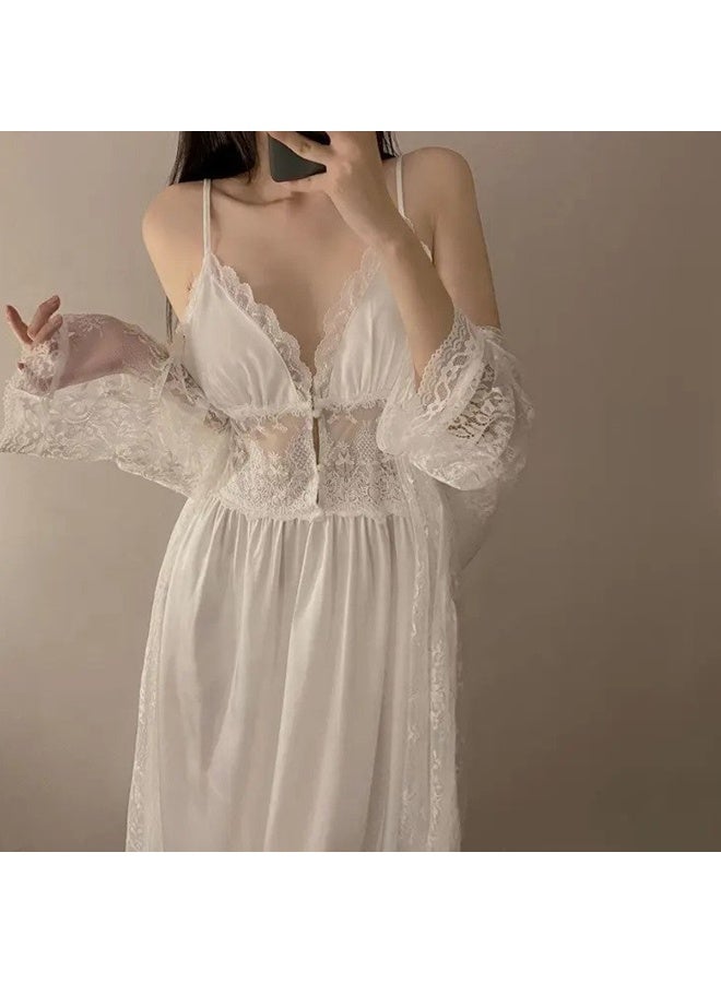Caprisious Elegant Lace Nightgown and Robe Set – Soft & Comfortable Women’s Sleepwear - Image 4