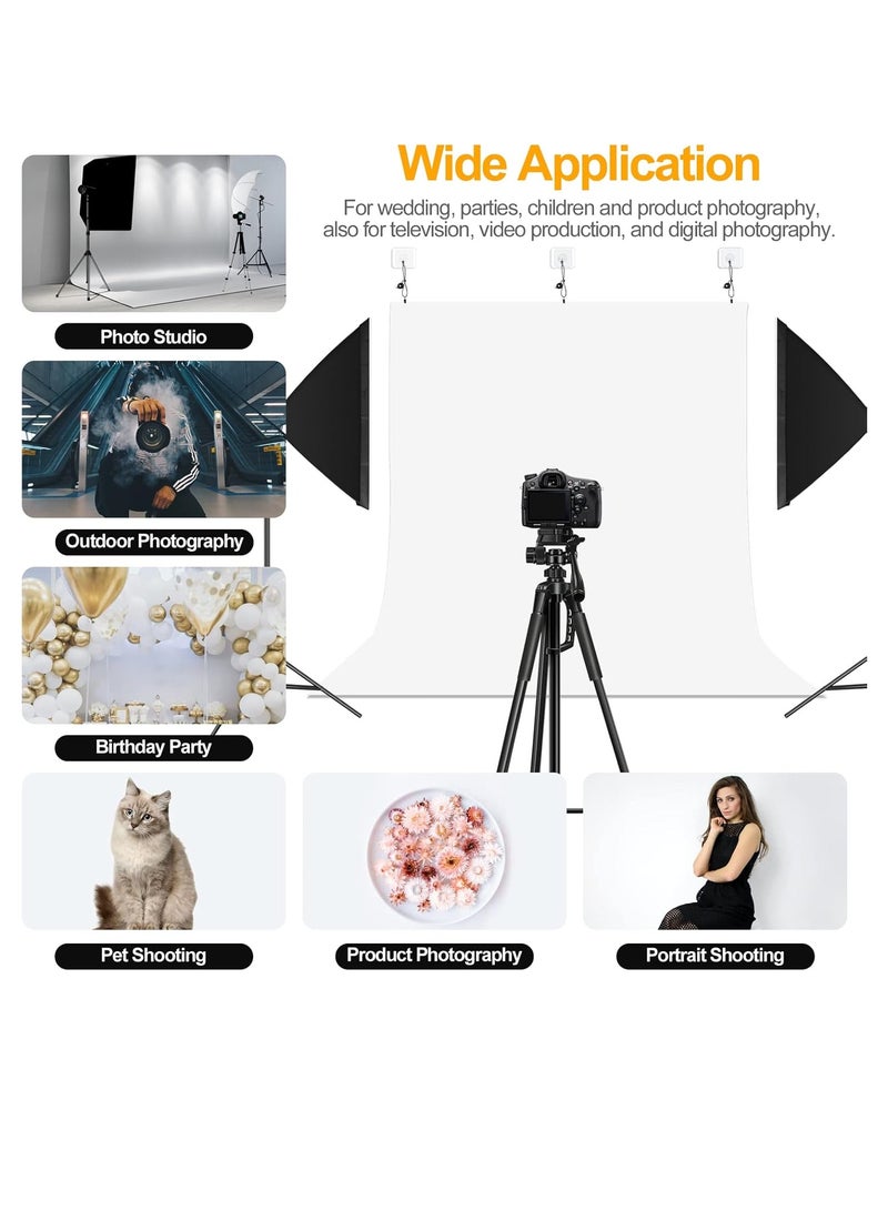 GUDOO Photography White Backdrops for Wall Mounted Setup Photoshoot Pure White Screen Cloth Sheet Background Zoom Polyester Photo Back Drop Pack for Party Photo Video Shoot 2 x 2 m - Image 4