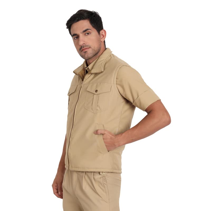 uniformer Khaki Police Half Sleeves Jacket with Hood for Men | Tactical Jacket for Officers | Durable, Stylish & Comfortable | Outdoor & Duty Wear | Law Enforcement Outerwear (Khaki_M) - Image 3