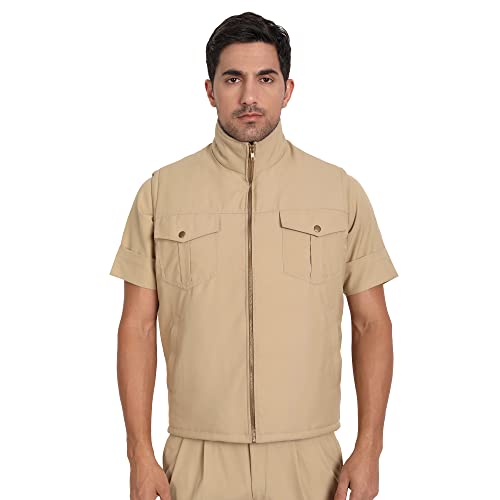 uniformer Khaki Police Half Sleeves Jacket with Hood for Men | Tactical Jacket for Officers | Durable, Stylish & Comfortable | Outdoor & Duty Wear | Law Enforcement Outerwear (Khaki_M) - Image 1
