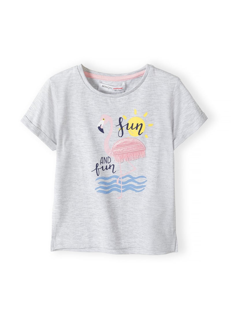 مينوتي تيشيرت بناتي قطني بأكمام قصيرة وطبعة صيفية مرحة - Image 1