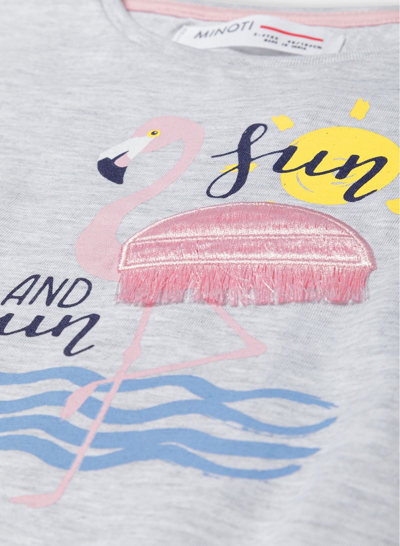 مينوتي تيشيرت بناتي قطني بأكمام قصيرة وطبعة صيفية مرحة - Image 3