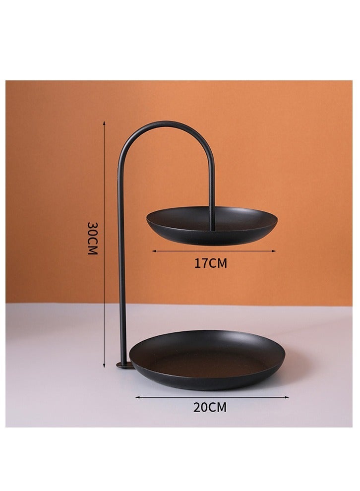 وانغبانغزي رف حديدي مستدير بطبقتين, رف ديكور منزلي أنيق، حامل صينية متدرج لمدخل المدخل، طاولة تسريحة، غرفة المعيشة، منظم للفاكهة والحلوى والوجبات الخفيفة ومستحضرات التجميل والمفاتيح وغيرها. - Image 3