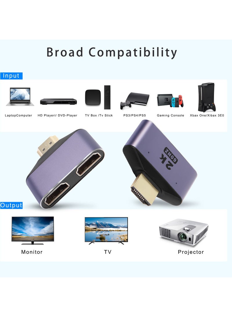 SYOSI - SYOSI 2 Pcs HDMI 1 in 2 Out Splitter, 2K@60hz HDMI 2 in 1 HD Adapter Bi-Directional Switcher HDMI 1 Male to 2 Female Connector for HDTV, Xbox, PS5/4/3, Blu-Ray Player, DVD, DVR - Image 1