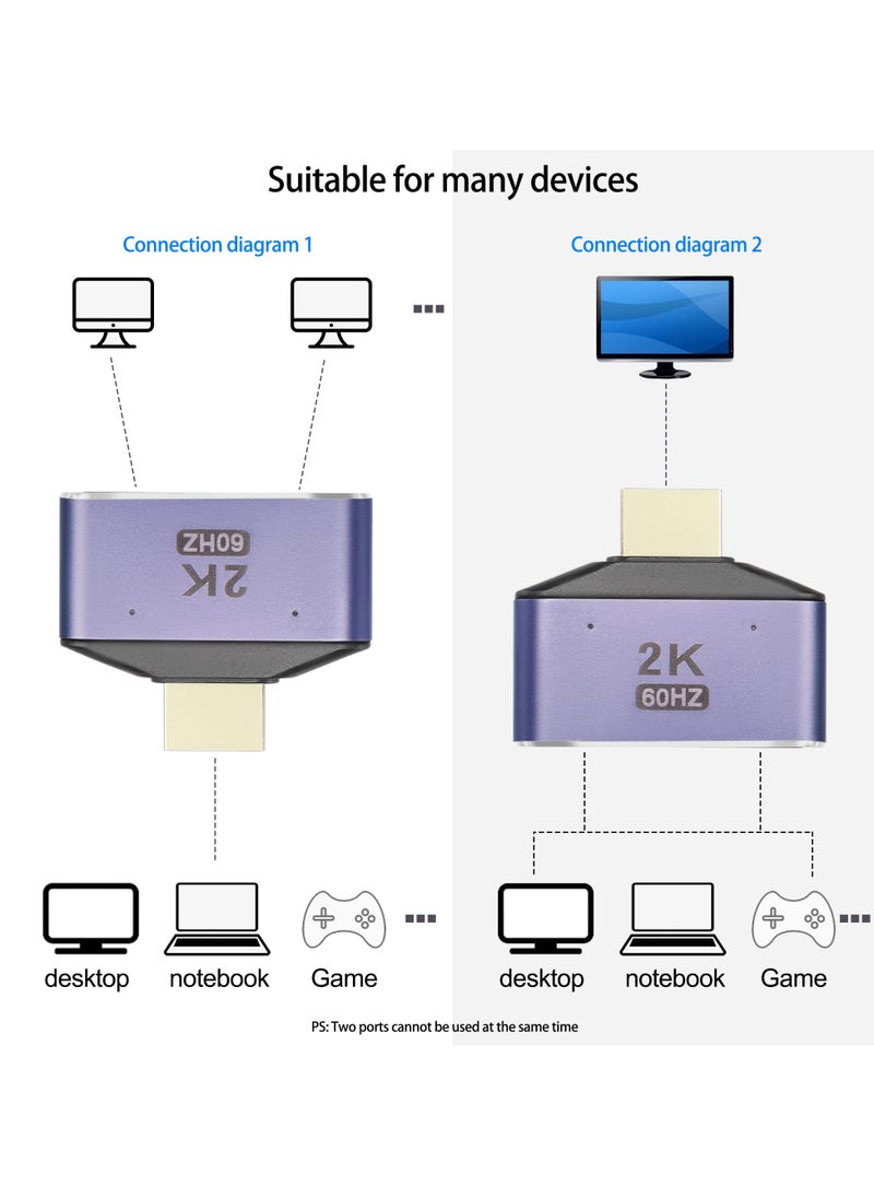 SYOSI - SYOSI 2 Pcs HDMI 1 in 2 Out Splitter, 2K@60hz HDMI 2 in 1 HD Adapter Bi-Directional Switcher HDMI 1 Male to 2 Female Connector for HDTV, Xbox, PS5/4/3, Blu-Ray Player, DVD, DVR - Image 1