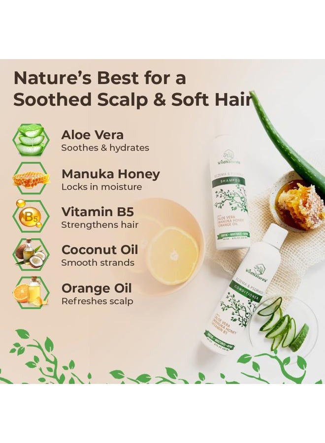 Wild Naturals Eczema Psoriasis Shampoo & Conditioner Set for Men & Women - Anti Dandruff Shampoo for Dry Scalp & Hair - Seborrheic Dermatitis for Itchy Scalp Treatment - Eczema for Psoriasis - Image 2