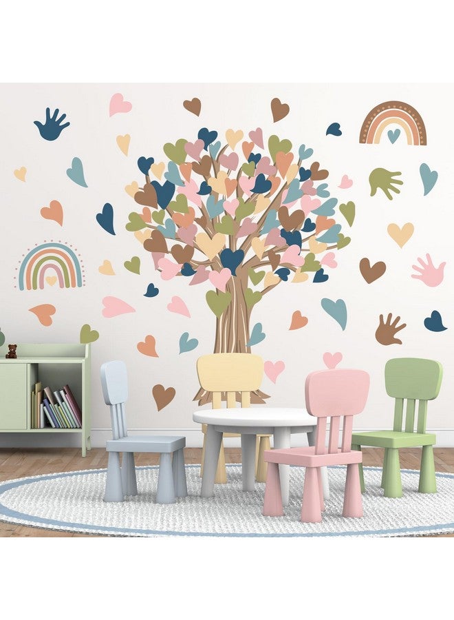 JarThenaAMCS ملصقات جدار شجرة القلب من جارثينا إيه إم سي إس - ملصقات جدارية كبيرة لغرفة الحائط لحفلة العودة إلى المدرسة، الفصل الدراسي، المكتبة، وزينة غرفة اللعب - Image 1