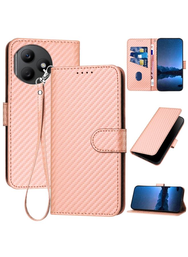 اس-توب جراب هاتف Honor X50i+ YX0070 مصنوع من ألياف الكربون ومشبك من الجلد مع حبل تعليق - Image 1