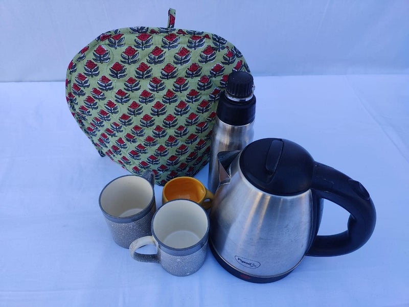 Malan Bai Mandala Tea Cozy Cover Hand Block Winter Tea Cozy Cotton Tea Kettle Warmer Pot Cover Hot Coffee Cover Handamde Kitchen Décor Brand: Malan Bai (Pattern 50) - Image 5