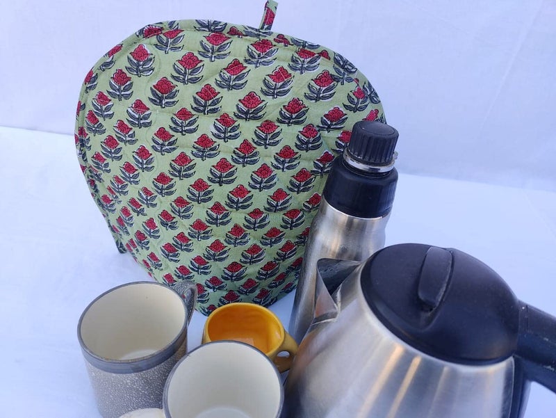 Malan Bai Mandala Tea Cozy Cover Hand Block Winter Tea Cozy Cotton Tea Kettle Warmer Pot Cover Hot Coffee Cover Handamde Kitchen Décor Brand: Malan Bai (Pattern 50) - Image 3