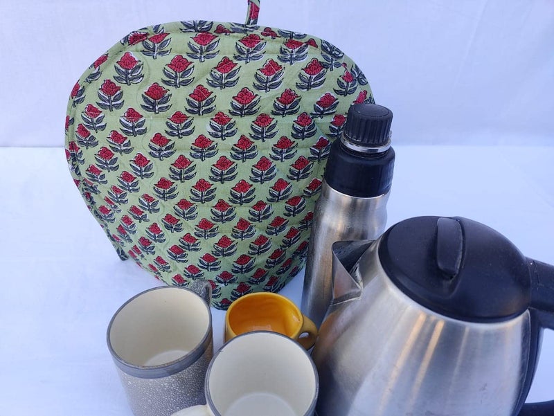 Malan Bai Mandala Tea Cozy Cover Hand Block Winter Tea Cozy Cotton Tea Kettle Warmer Pot Cover Hot Coffee Cover Handamde Kitchen Décor Brand: Malan Bai (Pattern 50) - Image 1