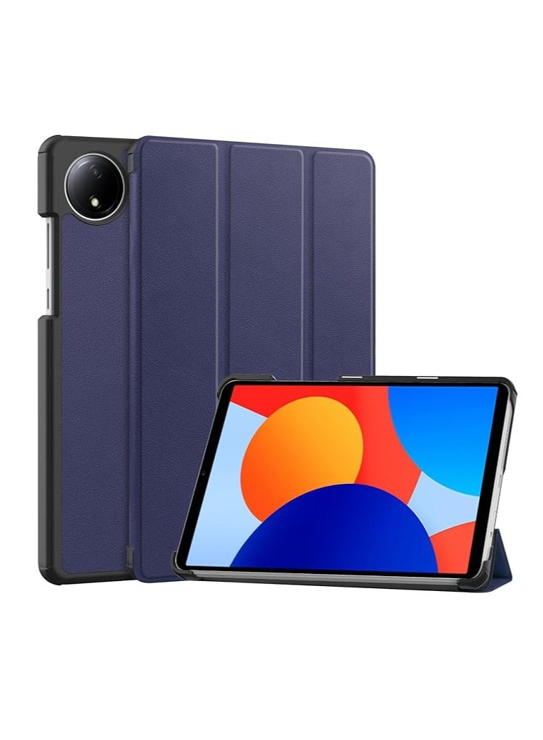 عام حافظة لجهاز Xiaomi Redmi Pad SE 4G بحجم 8.7 بوصة (2024)، حافظة folio نحيفة وذكية، حافظة صلبة وخفيفة الوزن، تدعم زوايا متعددة، لون أزرق داكن. - Image 1