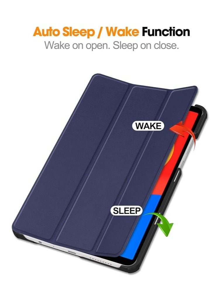 عام حافظة لجهاز Xiaomi Redmi Pad SE 4G بحجم 8.7 بوصة (2024)، حافظة folio نحيفة وذكية، حافظة صلبة وخفيفة الوزن، تدعم زوايا متعددة، لون أزرق داكن. - Image 3