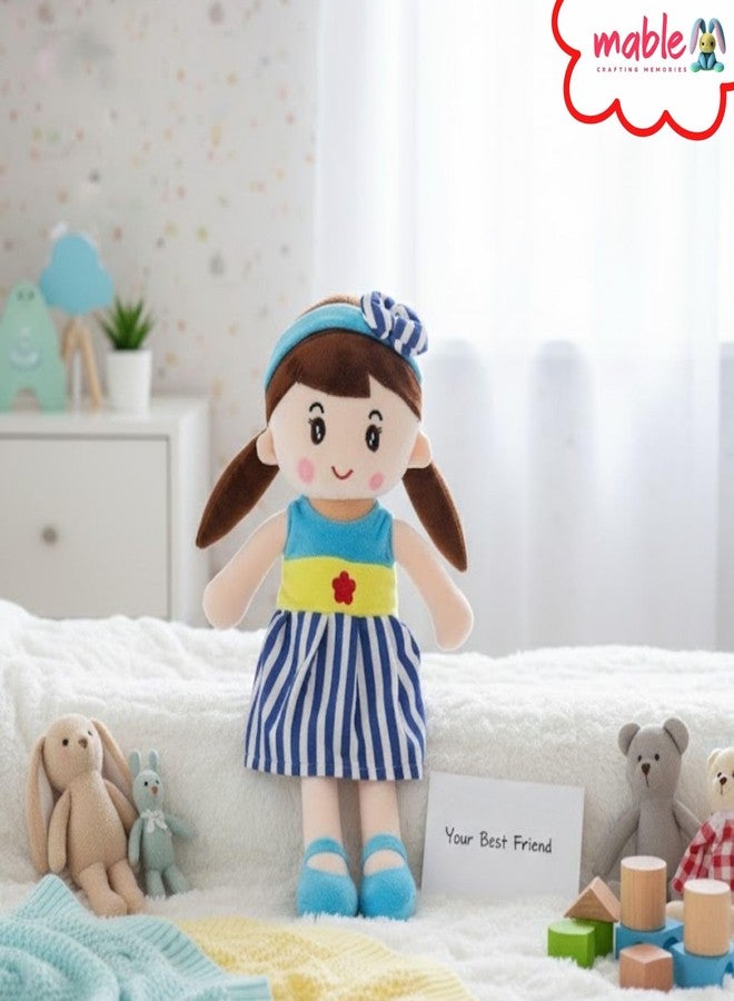 MABLE Soft Doll for Girls | Cute Plush Baby Doll Toy with Colourful Hairband | Huggable Stuffed Doll Gift for Kids, Girls, Toddlers & Babies Age 3 to 5 Years (40CM Blue) - Image 4