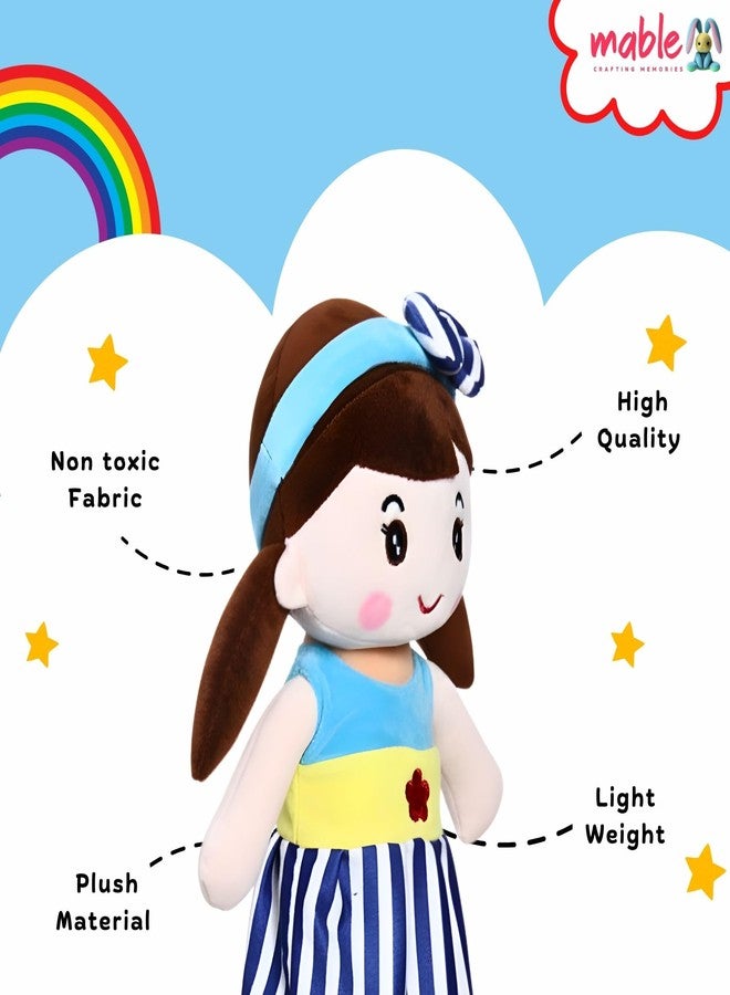 MABLE Soft Doll for Girls | Cute Plush Baby Doll Toy with Colourful Hairband | Huggable Stuffed Doll Gift for Kids, Girls, Toddlers & Babies Age 3 to 5 Years (40CM Blue) - Image 3