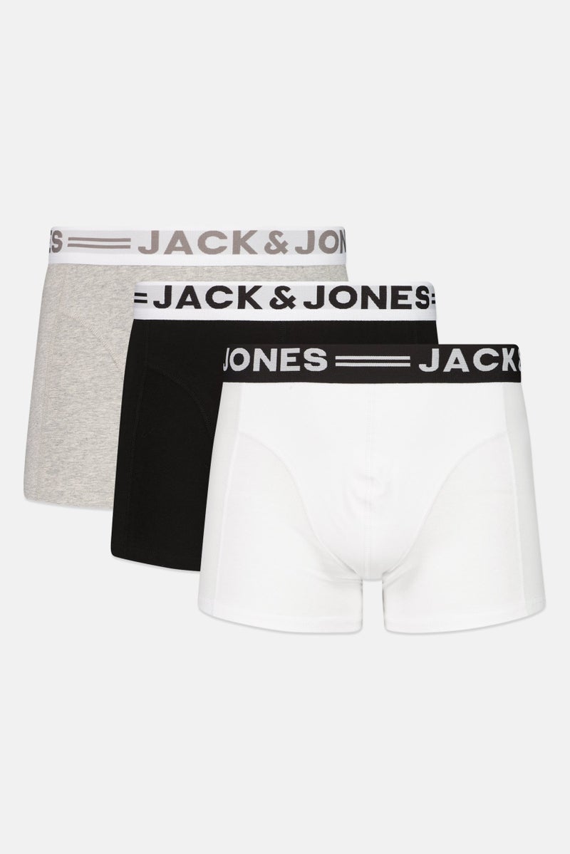 JACK & JONES Men 3 Pcs Brand Logo Trunks, Multicolor - Image 1