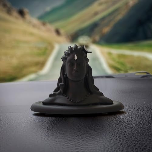Webelkart Premium Polyresin Adiyogi Shiva Statue for Home and Car Dashboard - Adiyogi Showpiece for Home/Pooja/Office Decor (Self Adhesive, Black, 2.5 in) - Image 2