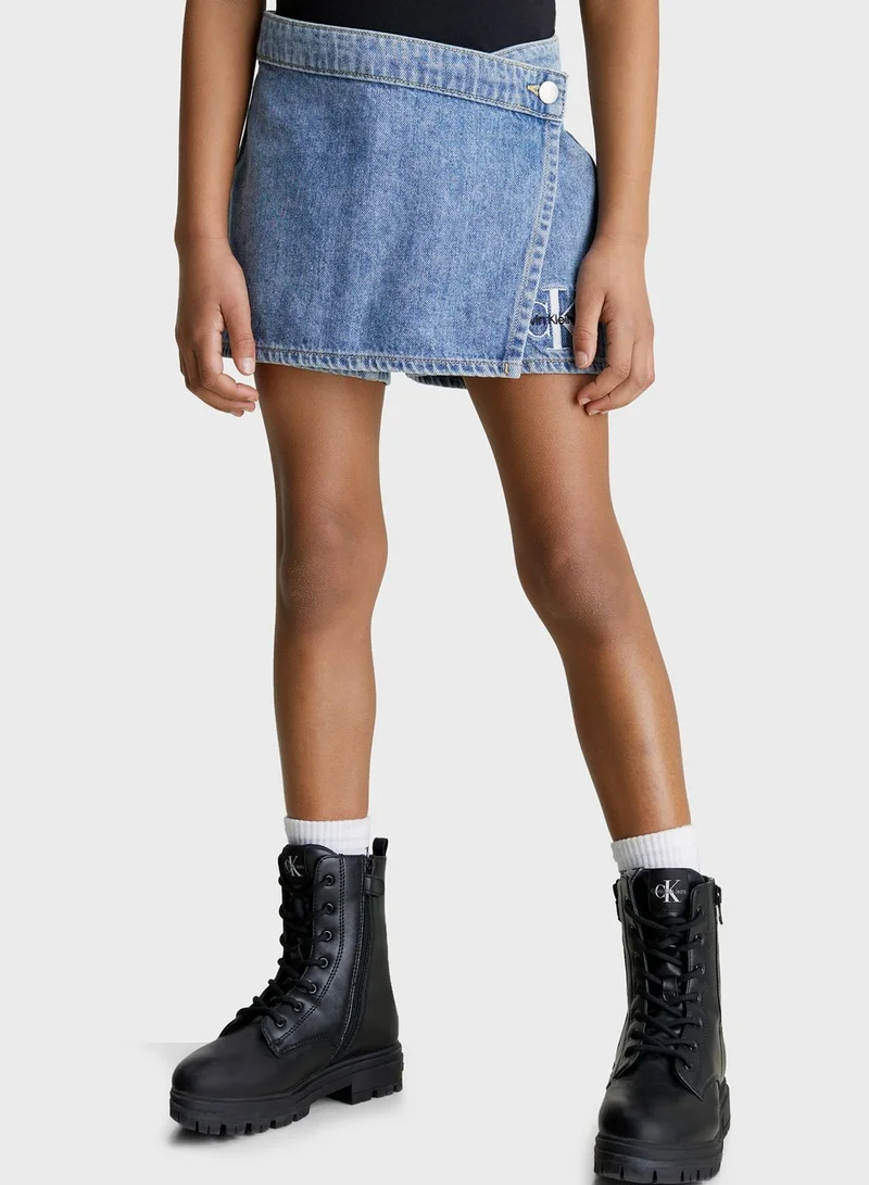 Calvin Klein Jeans Youth Mid Wash Denim Skirt