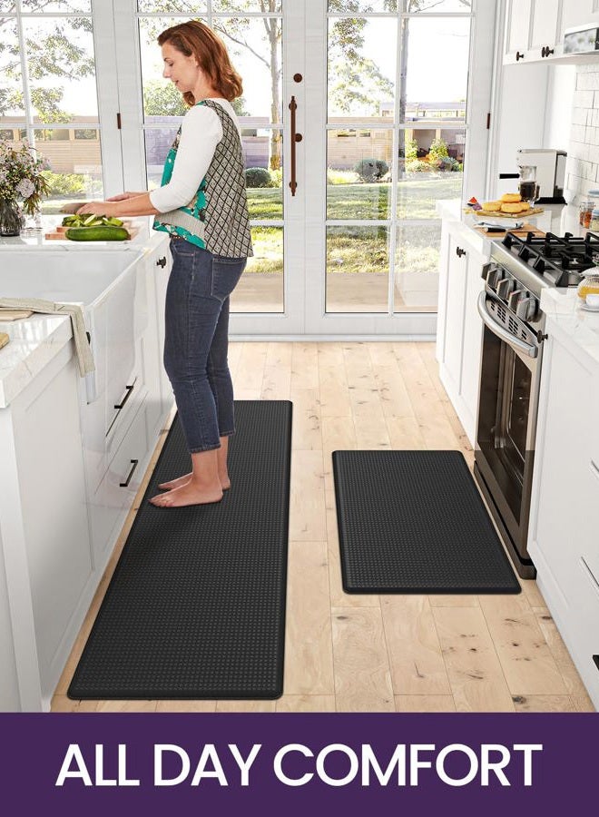 DEXI Kitchen Rugs and Mats Non Slip Waterproof, Set of 2, Cushioned Anti Fatigue Comfort Standing Runner Rug, Memory Foam Padded, Large Long Kitchen Mat Floor, 17"x29"+17"x59", Black - Image 3