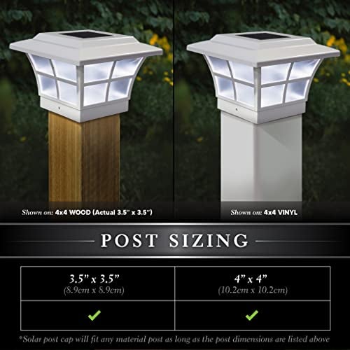 Classy Caps SL079W Prestige Solar Post Cap - White – High-Performance Solar LED Lights, fits 3.5x3.5 & 4x4 Posts, Durable PVC (Vinyl) Construction, Weather-Resistant, Ideal for Decks, Fences - Image 3