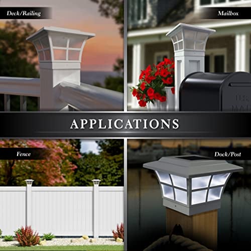 Classy Caps SL079W Prestige Solar Post Cap - White – High-Performance Solar LED Lights, fits 3.5x3.5 & 4x4 Posts, Durable PVC (Vinyl) Construction, Weather-Resistant, Ideal for Decks, Fences - Image 5