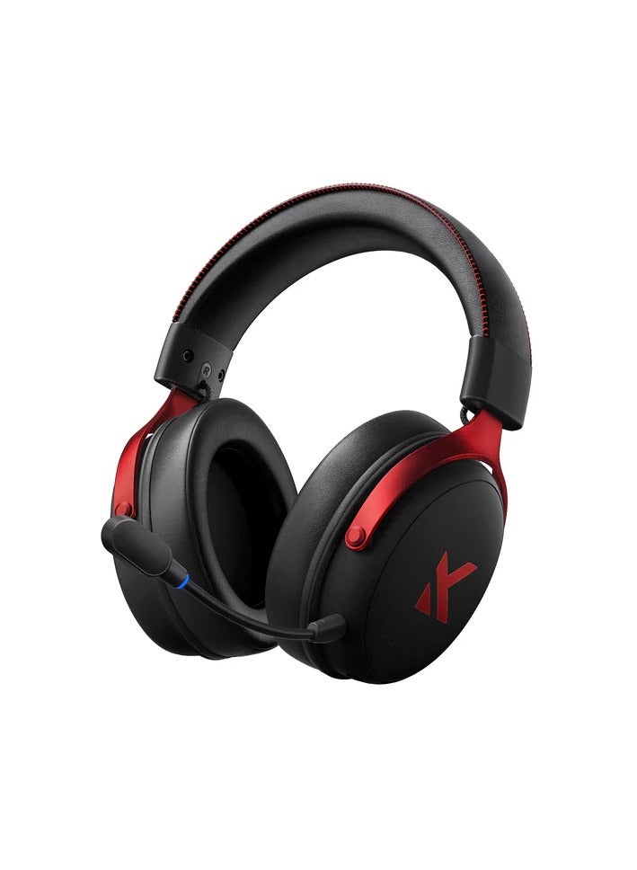 مكشوزي سماعه قيمنق ألعاب لاسلكية V9 Pro مزودة بميكروفون، 2.4 جيجاهرتز/بلوتوث، لاسلكية وسلكية، مشغلات 53 مم، صوت محيطي 7.1، زمن انتقال منخفض للغاية 15 مللي ثانية، ميكروفون قابل للفصل مع خاصية إلغاء الضوضاء بالذكاء الاصطناعي، شحن من النوع C، أسود/أحمر - Image 1