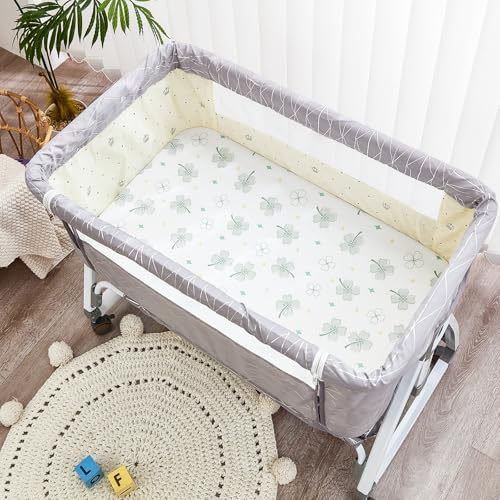 NacoMoco 4 Pack Bassinet Sheets 33x20 Bedside Bassinet Sheets for Baby Delight Angelbliss MaxiCOSI Most Regular Size Bedside Sleeper Ultra Soft Skin Friendly Bassinet Fitted Sheets for Boys Girls - Image 3