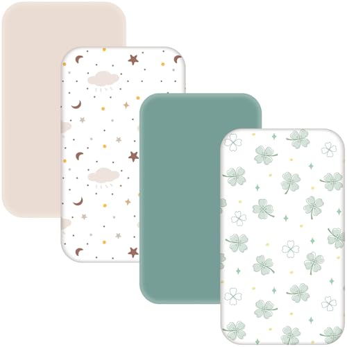 NacoMoco 4 Pack Bassinet Sheets 33x20 Bedside Bassinet Sheets for Baby Delight Angelbliss MaxiCOSI Most Regular Size Bedside Sleeper Ultra Soft Skin Friendly Bassinet Fitted Sheets for Boys Girls - Image 1