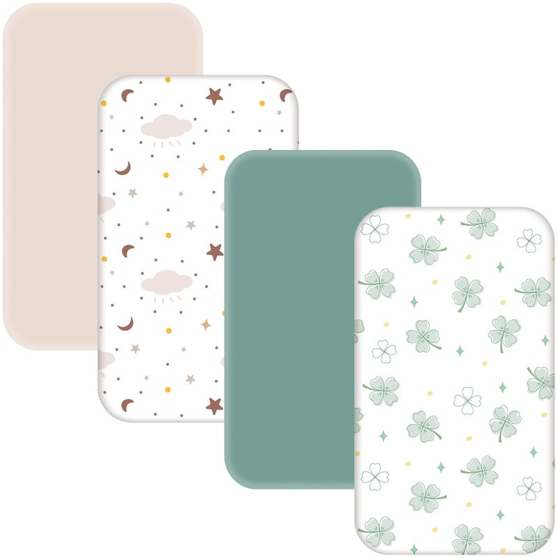 NacoMoco 4 Pack Bassinet Sheets 33x20 Bedside Bassinet Sheets for Baby Delight Angelbliss MaxiCOSI Most Regular Size Bedside Sleeper Ultra Soft Skin Friendly Bassinet Fitted Sheets for Boys Girls - Image 2