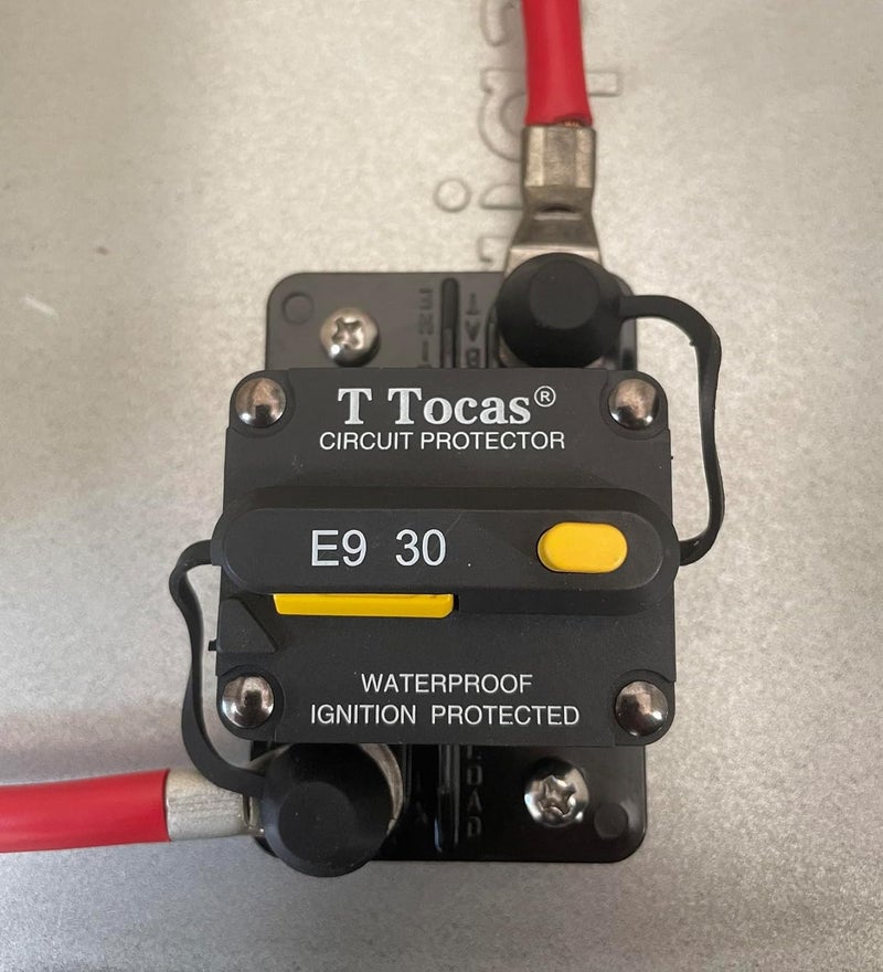 T Tocas E9 30 Amp Circuit Breaker with Manual Reset | 12V - 72V DC | Waterproof IP67 Protection - Image 2
