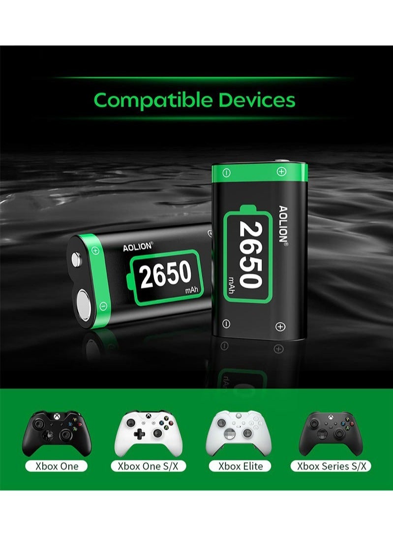 AOLION Xbox Controller Battery Pack Charger with 2x 2650mAh Rechargeable Batteries LED Indicator for Xbox One Xbox Series X S Xbox One Elite Controller Portable Replacement for Gaming Daily Use - Image 4