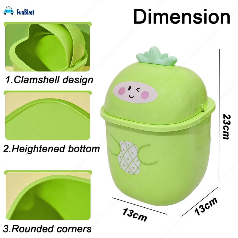 FunBlast FunBlast Table Dustbin Desktop Bin - Mini Trash Can with Swing Top Lid, Portable Dustbin, Mini Waste Bin Disposal Dustbin for Car Office Desk and Home Use (Green)  - Image 2