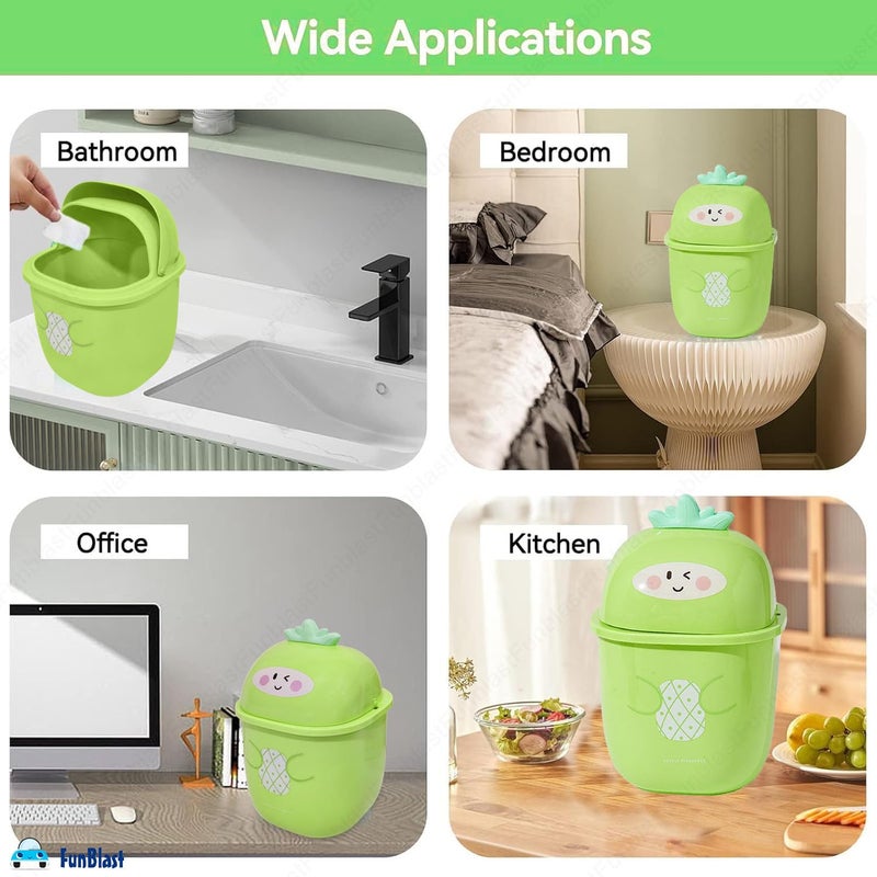 FunBlast FunBlast Table Dustbin Desktop Bin - Mini Trash Can with Swing Top Lid, Portable Dustbin, Mini Waste Bin Disposal Dustbin for Car Office Desk and Home Use (Green)  - Image 3