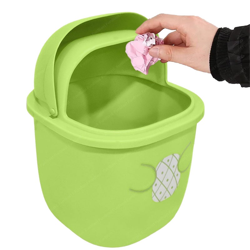 FunBlast FunBlast Table Dustbin Desktop Bin - Mini Trash Can with Swing Top Lid, Portable Dustbin, Mini Waste Bin Disposal Dustbin for Car Office Desk and Home Use (Green)  - Image 1