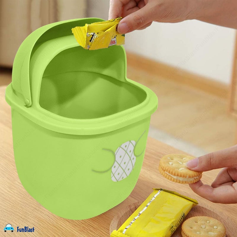 FunBlast FunBlast Table Dustbin Desktop Bin - Mini Trash Can with Swing Top Lid, Portable Dustbin, Mini Waste Bin Disposal Dustbin for Car Office Desk and Home Use (Green)  - Image 4