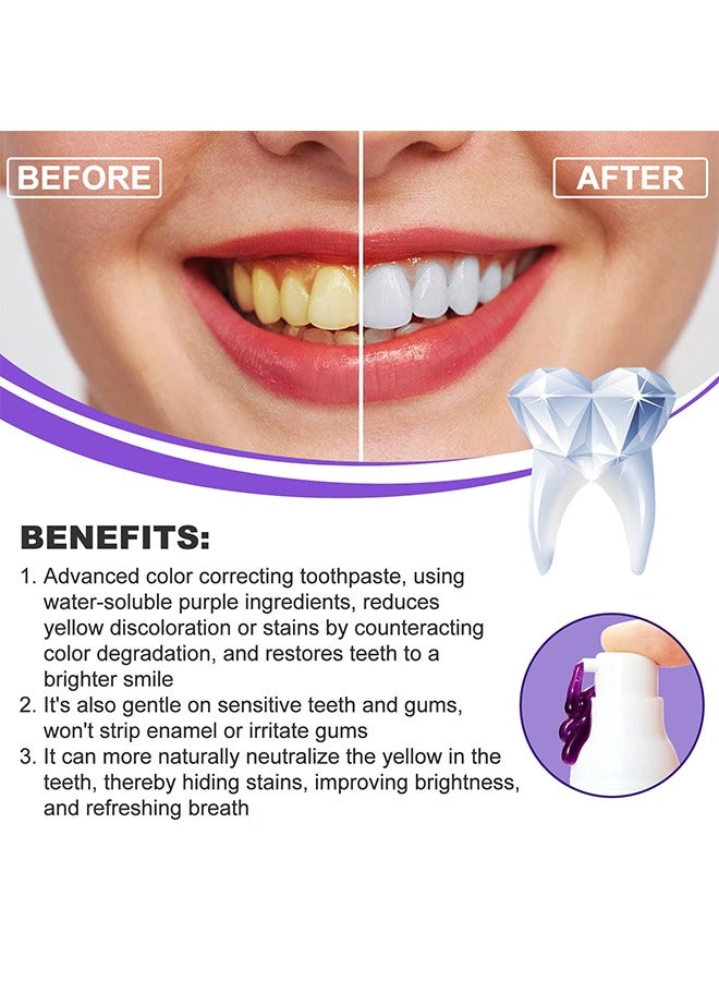 OUHOE Teeth Brightening - V34 Teeth Color Corrector Serum, Purple Teeth Brightening Toothpaste, Remove Stains, Teeth Brightening Purple Toothpaste, Remove Coffee, Stains, Yellow Teeth (30ML) - Image 4