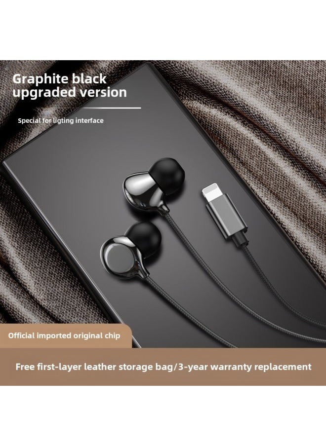 Generic Ceramic In-Ear Wired Headset High Sound Quality Type-C Interface Noise Reduction Eating Chicken K Song-Color:Graphite Black  Apple  - Image 1