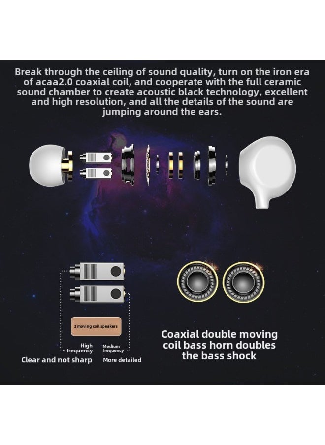 Generic Ceramic In-Ear Wired Headset High Sound Quality Type-C Interface Noise Reduction Eating Chicken K Song-Color:Graphite Black  Apple  - Image 5