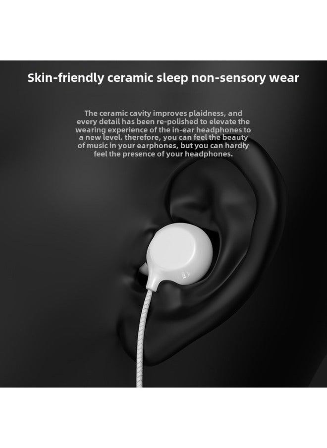 Generic Ceramic In-Ear Wired Headset High Sound Quality Type-C Interface Noise Reduction Eating Chicken K Song-Color:Graphite Black  Apple  - Image 3