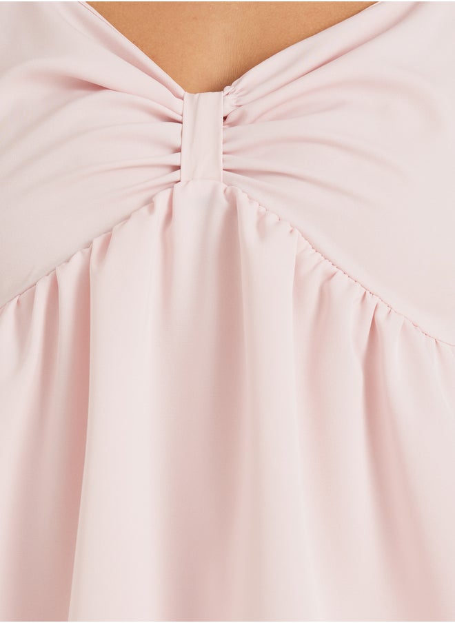 Styli Plus Size Solid Puff Sleeves Twist Front Top  - Image 3