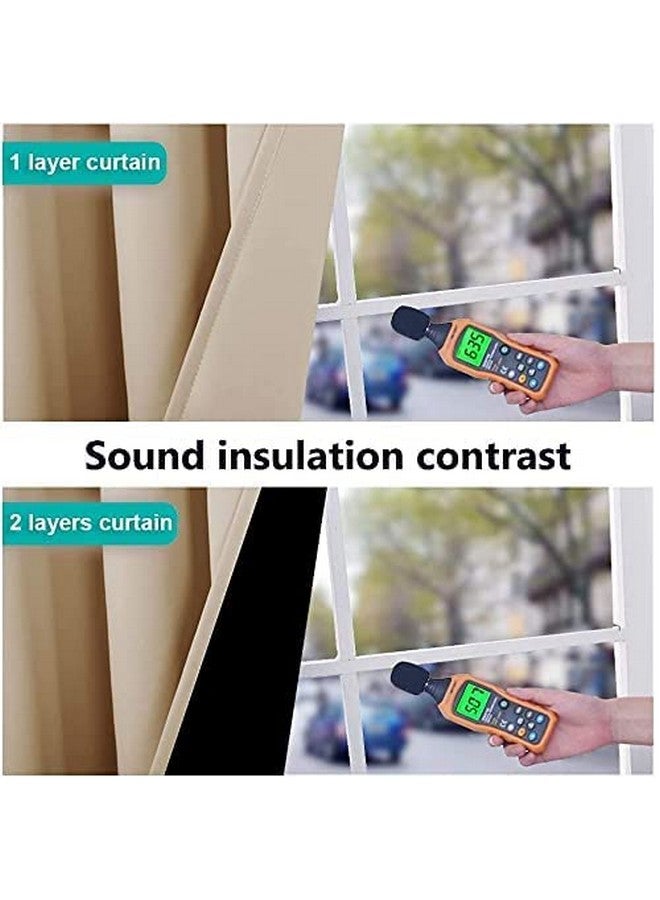 BFAM Thermal Insulated Ring 100% Blackout Curtain for Bedroom with Black Liner, Double Layer Full Room Darkening Window and Door Noise reducing Curtains,Ring parda,Sold as 1 Beige - Image 4