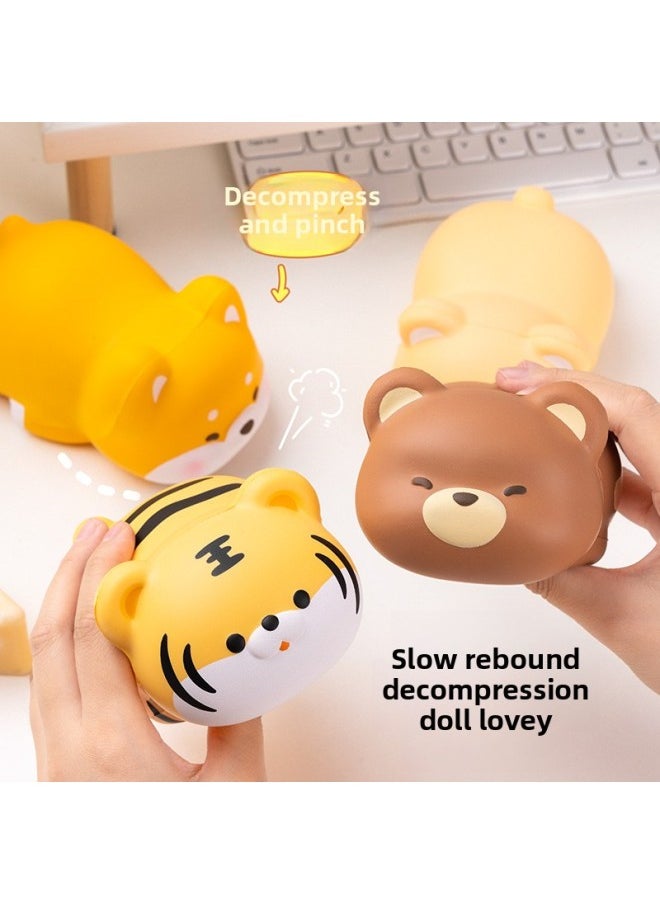Cute Decompression Toy Slow Rebound Pinch Music Decompression Vent Doll Children's Office Desktop Healing Ornaments-Color:Lying Bear Cream Color  - Image 2