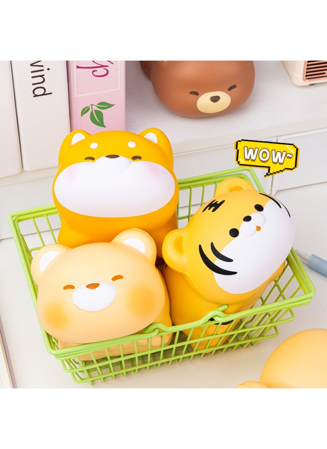 Cute Decompression Toy Slow Rebound Pinch Music Decompression Vent Doll Children's Office Desktop Healing Ornaments-Color:Lying Bear Cream Color  - Image 5
