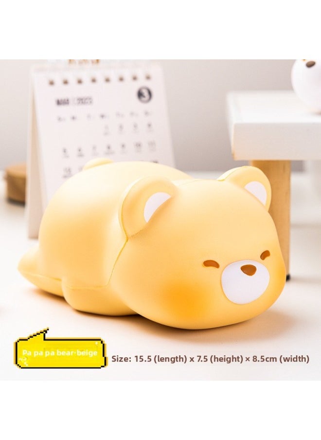 Cute Decompression Toy Slow Rebound Pinch Music Decompression Vent Doll Children's Office Desktop Healing Ornaments-Color:Lying Bear Cream Color  - Image 1