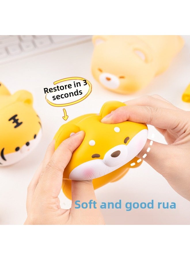 Cute Decompression Toy Slow Rebound Pinch Music Decompression Vent Doll Children's Office Desktop Healing Ornaments-Color:Lying Bear Cream Color  - Image 4