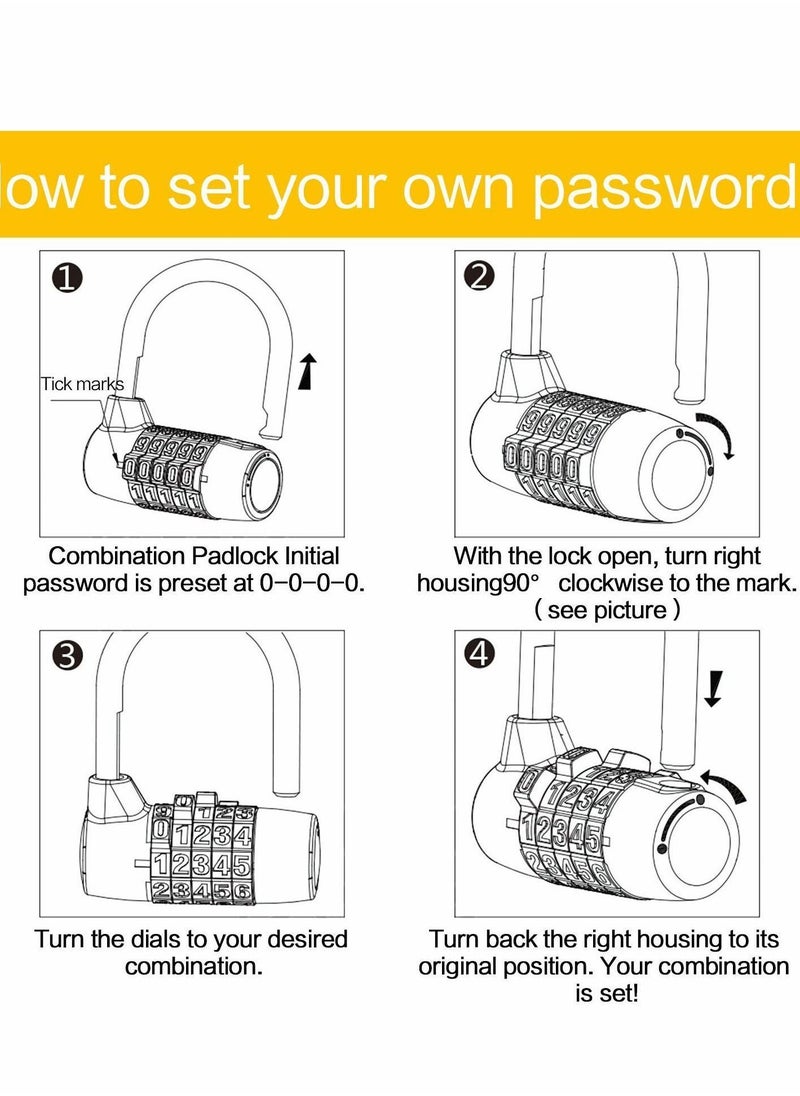 Y&D Combination Padlock, Lengthened Lock, Long Shackle Gym Luggage Travel Updated Safety Lock for Locker, Toolbox, Closet, Luggage, Gate(Black)  - Image 4