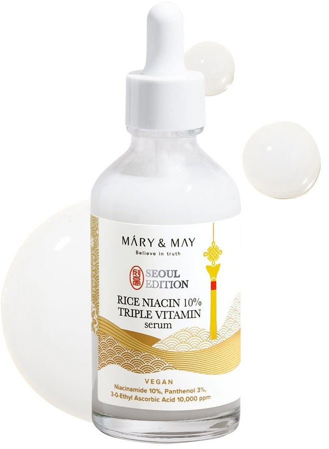 MARY & MAY SEOUL EDITION Rice Niacin 10% Triple Vitamin Serum - Korean Radiance Serum for Even Skin Tone and Healthy Glow - Niacinamide, and Vitamins - Fragrance-Free, Cruelty-Free, 2.7 fl.oz. - Image 1