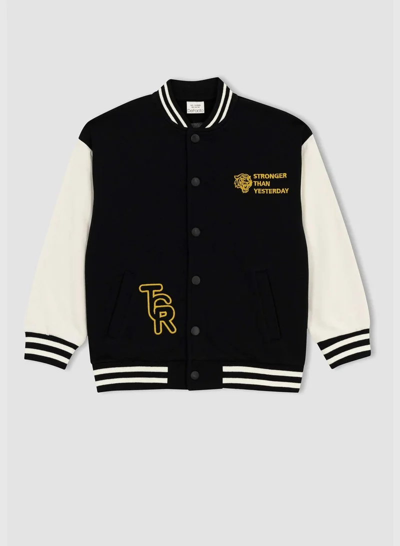 ديفاكتو Boy Oversize Fit Bomber Long Sleeve Knitted Cardigan