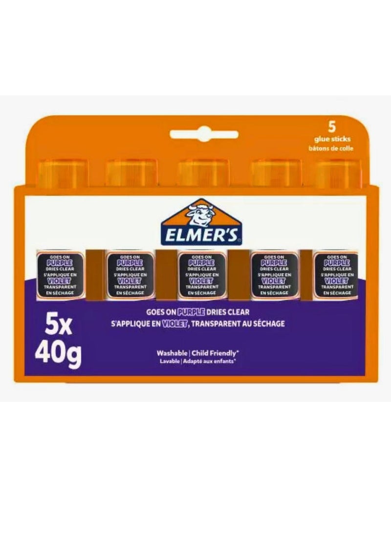 إلميرز إلمر - عصا غراء أرجوانية مختفية، 40 جرام، 5 عبوات - Image 1